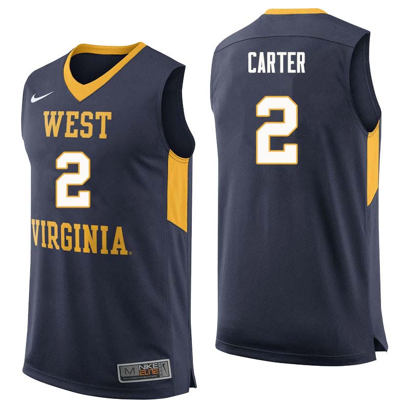 Men #2 Jevon Carter West Virginia Mountaineers College Basketball Jerseys Sale-Navy